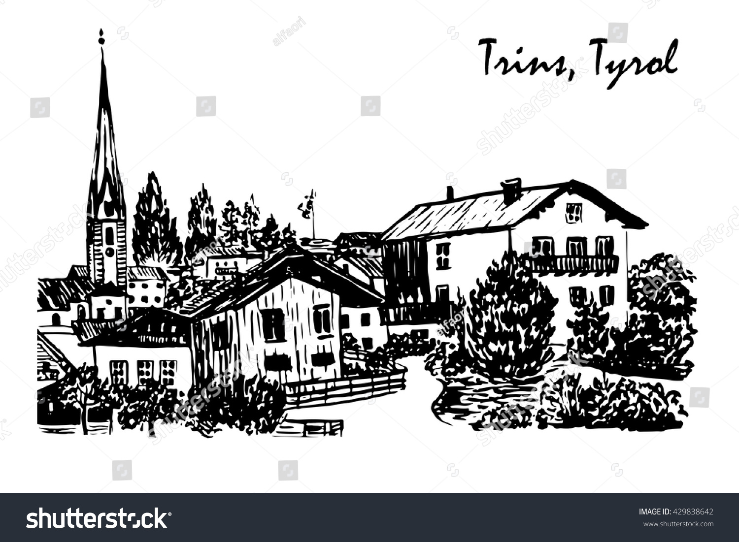 Picture alpine village trins tyrol austria stock vector royalty free