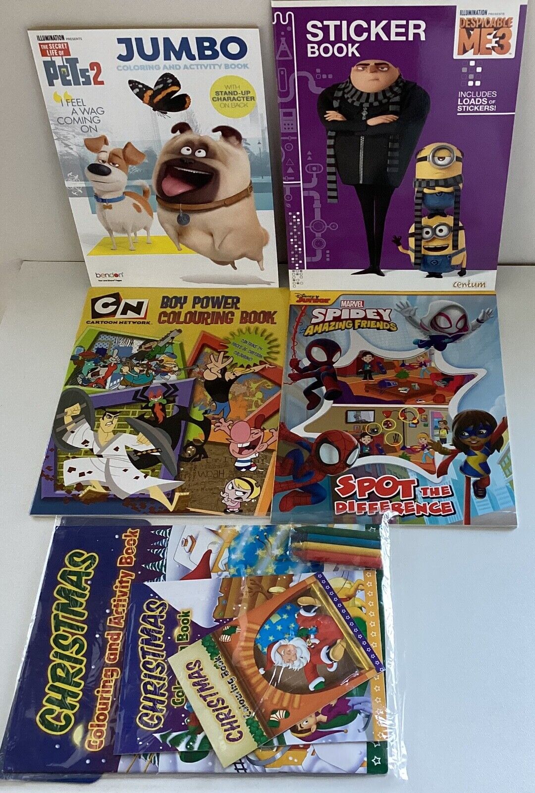 Christmas bookspideydespicable me pets boy power activity books