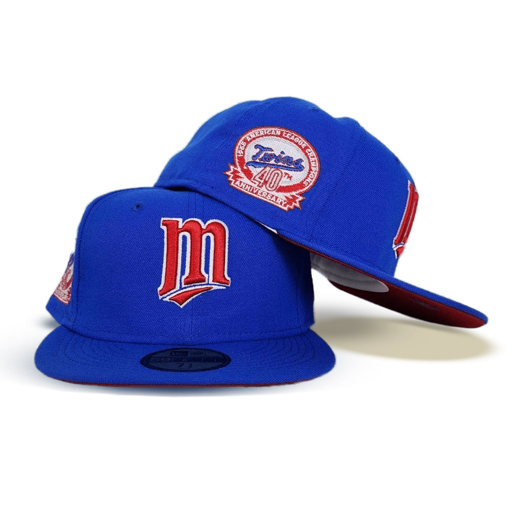 Royal blue minnesota twins red bottom th anniversary side patch new â exclusive fitted inc