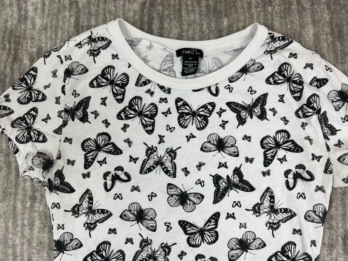 Rue shirt womens small white butterfly pattern