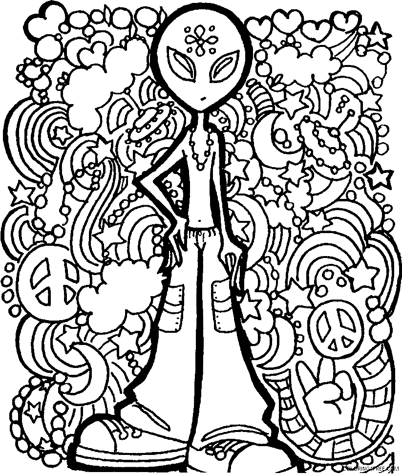 Psychedelic coloring pages printable for free download