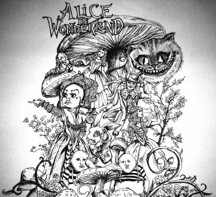 Dark alice in wonderland alice and wonderland tattoos alice in wonderland drawings