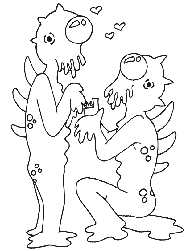 Alien coloring page weird aliens in love