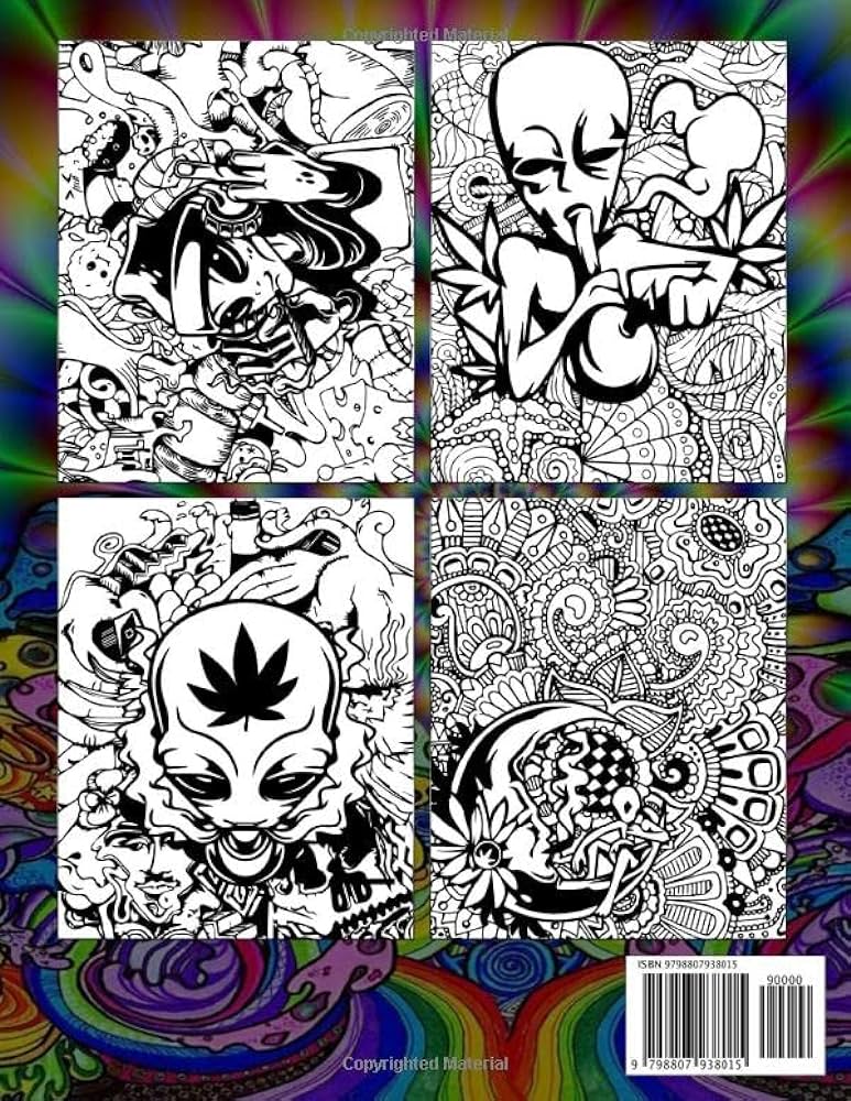 Alien stoner coloring book trippy psychedelic stoner and addicted aliens coloring pages with creative sketches gift idea for all ages anxiety relieving world painting books