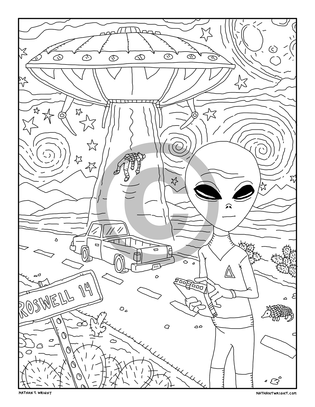 Creatures cryptids coloring book on