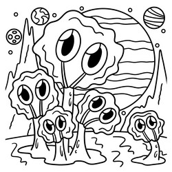 Alien coloring pages vector images over