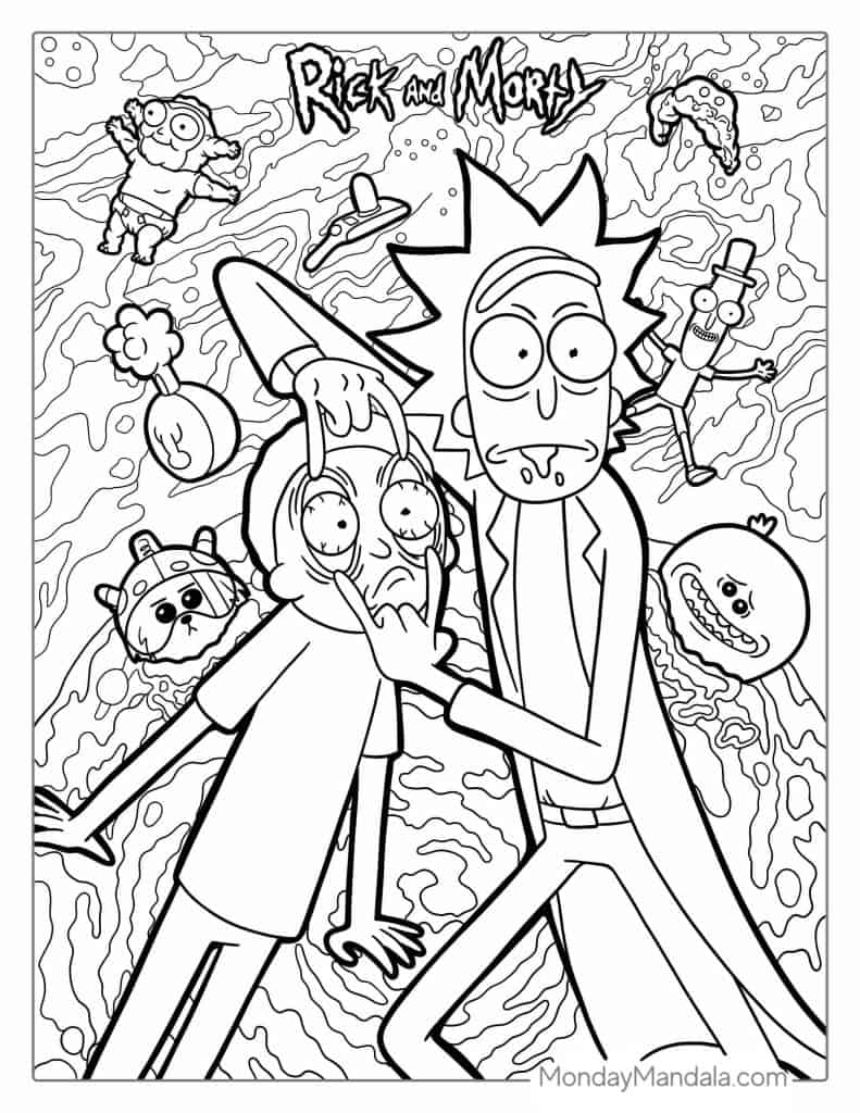 Rick and morty coloring pages free pdf printables