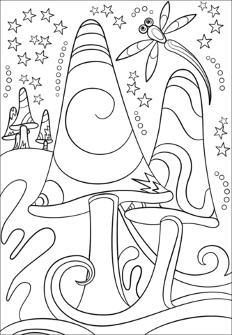 Trippy shrooms coloring page free printable coloring pages