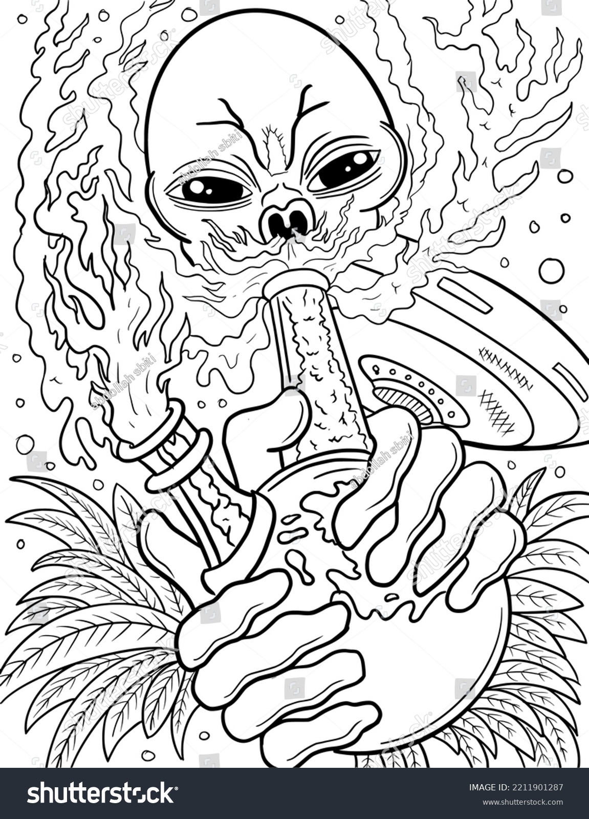 Stoner trippy coloring page fun coloring stock vector royalty free