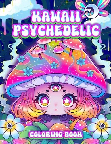 Kawaii psychedelic coloring book cute and trippy stoner coloring for adult rela