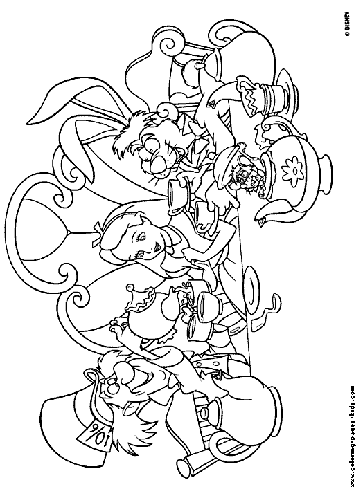 Alice in wonderland coloring pages