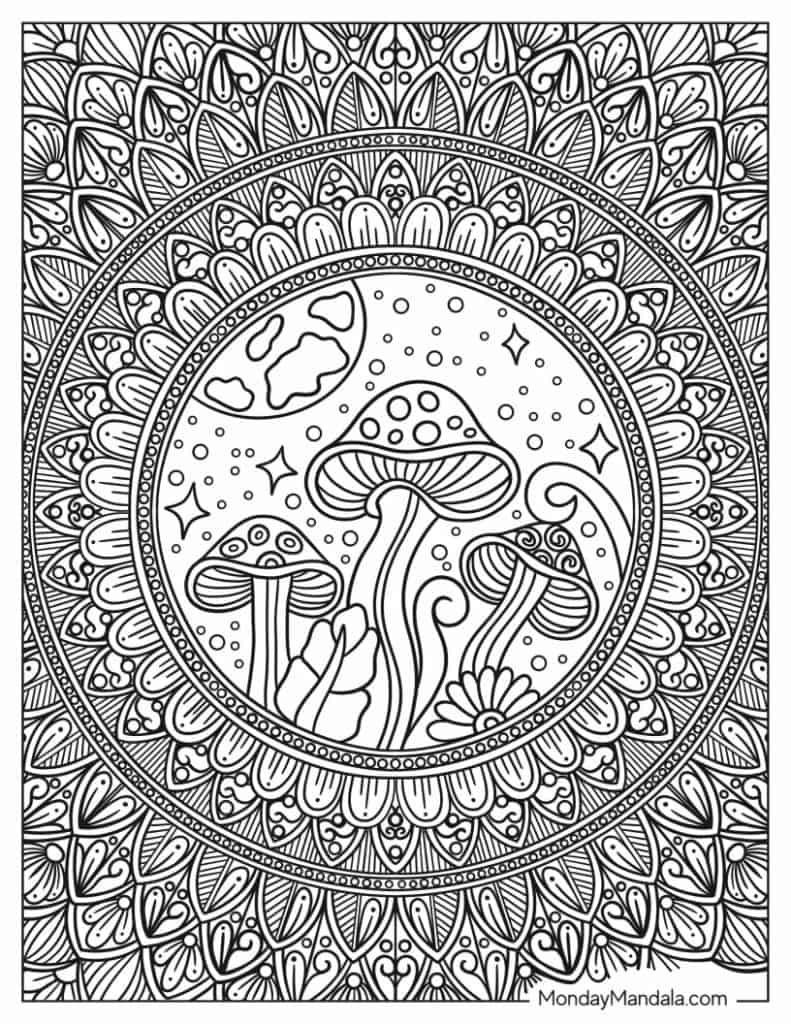 Mushroom coloring pages free pdf printables