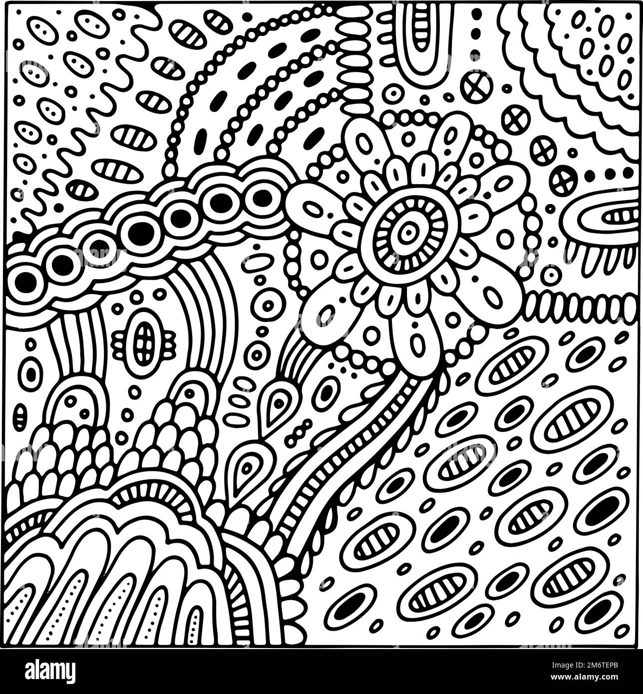 Floral detailed doodle ornament with patterns and flowers zendoodle trippy coloring page for adults abstract psychedelic pattern design vector stock vector image art