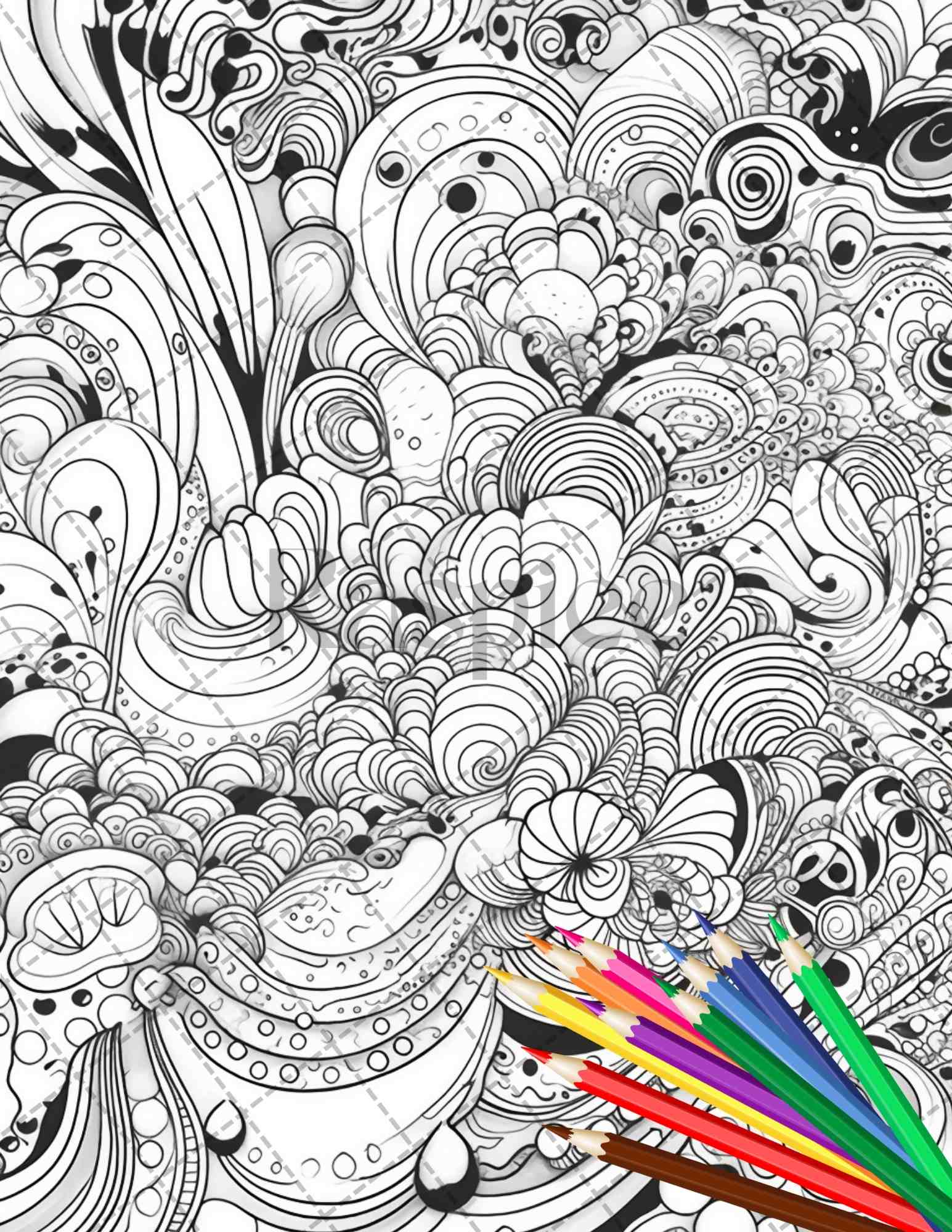 Psychedelic trippy coloring book printable for adults grayscale color â coloring