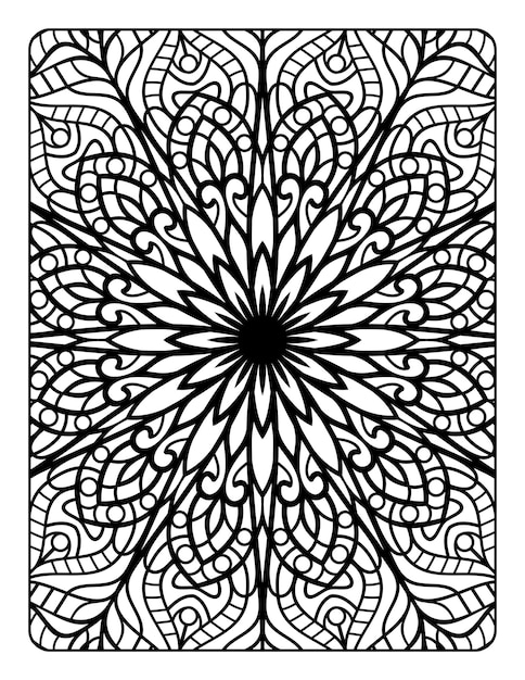 Premium vector mandala floral pattern coloring page for adults relaxation mandala coloring pages