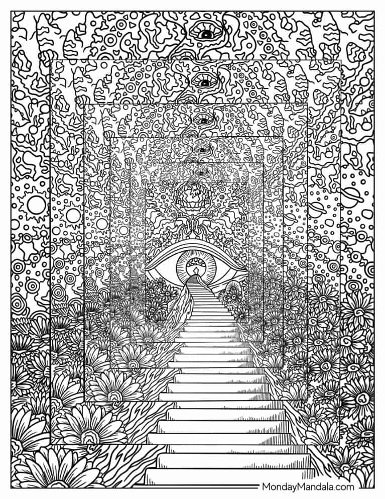 Trippy coloring pages free pdf printables