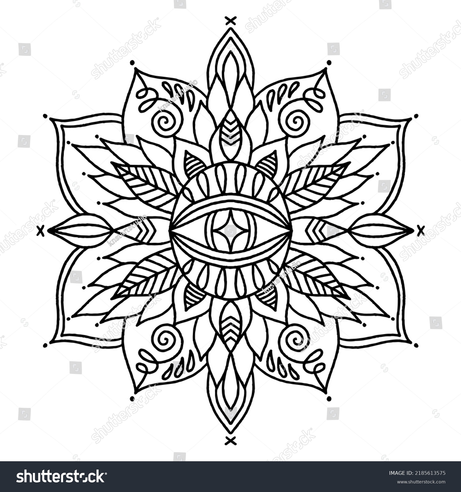 Trippy magic black mandala tattoo human stock vector royalty free