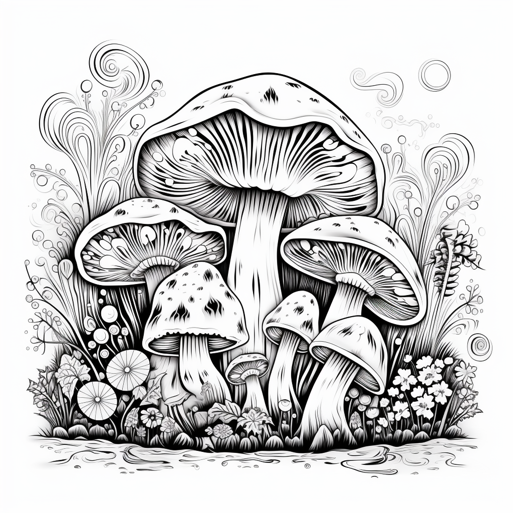 Easy trippy mushroom coloring pages