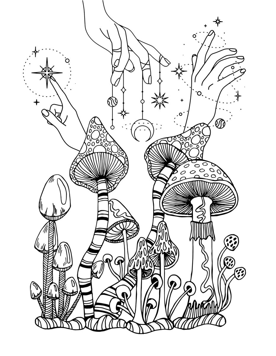 Magic mushrooms coloring book for adults digital â monsoon publishing usa