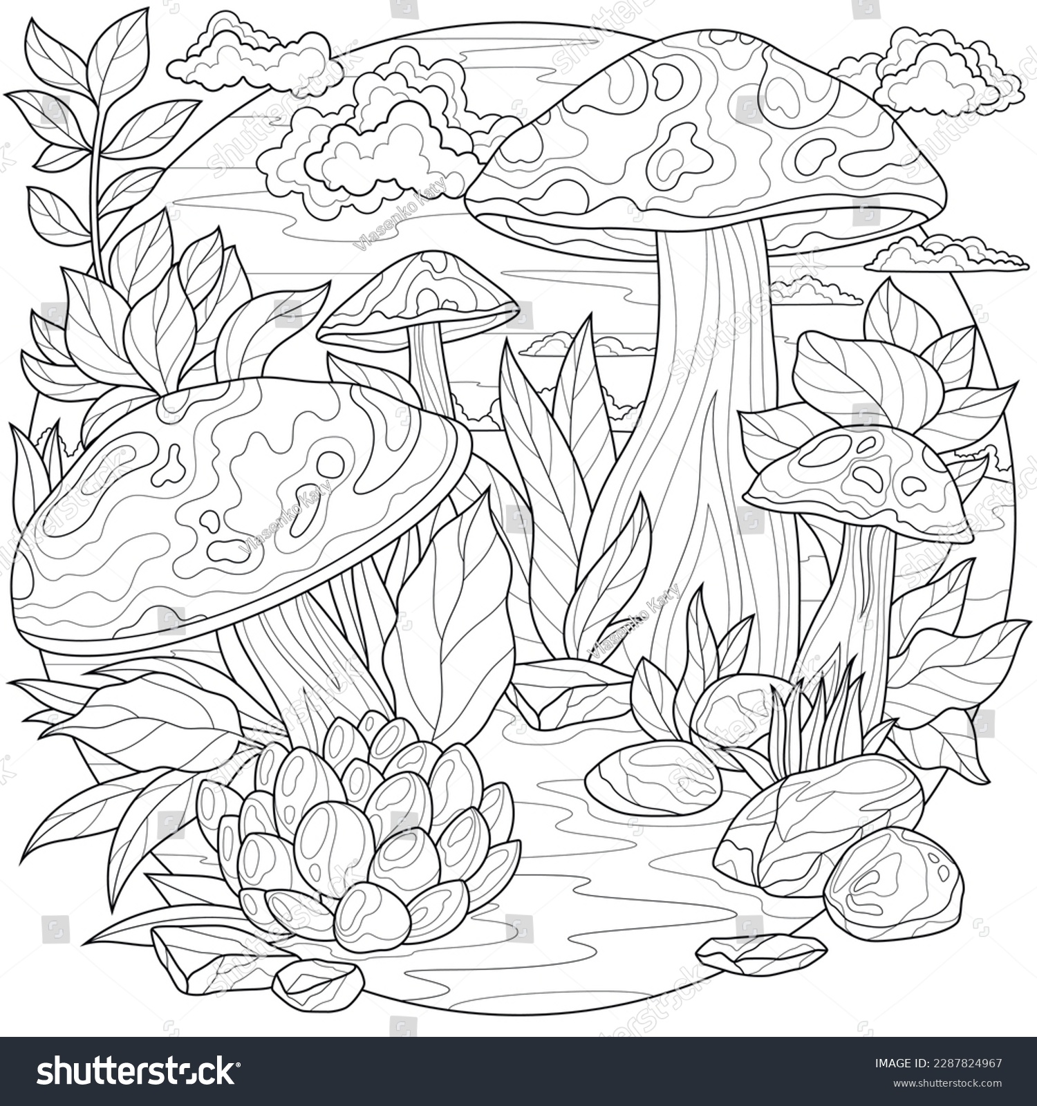 Mushroom coloring page images stock photos d objects vectors