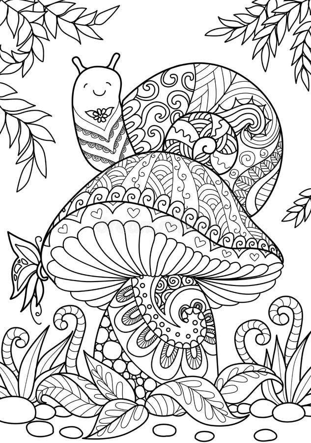 Adult coloring mushroom stock illustrations â adult coloring mushroom stock illustrations vectors clipart