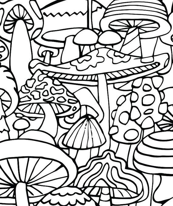 Adult coloring page mushrooms printable coloring page for