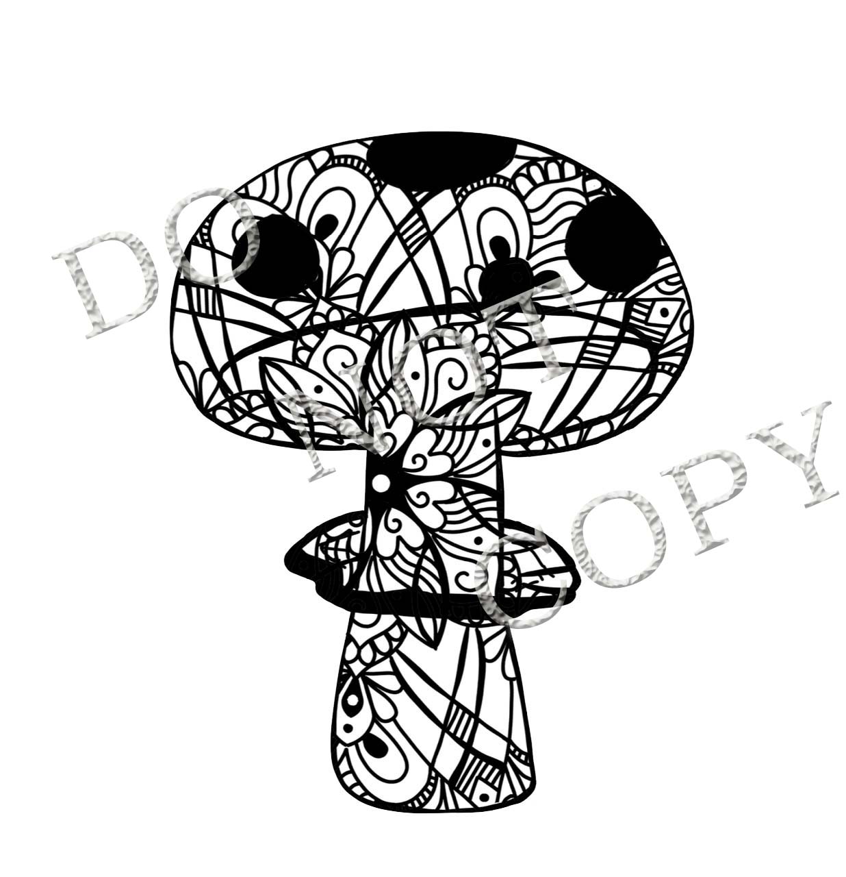 Fun games books coloring books hand drawn mushroom mandala coloring page trippy unique detailed design to print and color adult coloring page