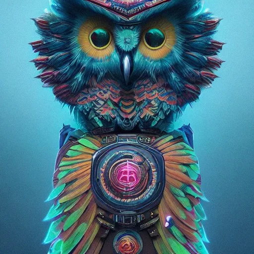 Ai image generator psychedelic owl warrior