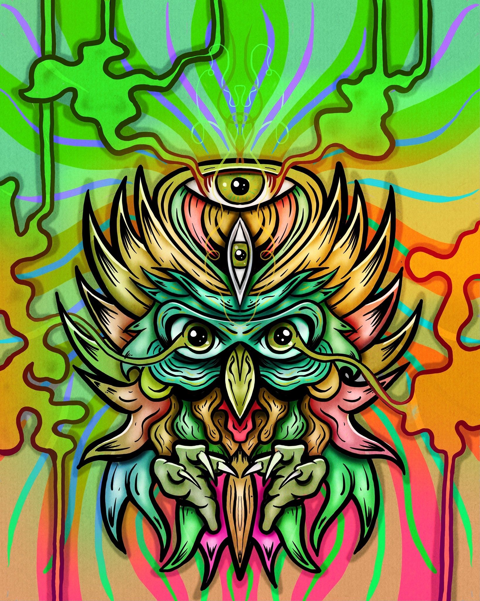 Psychedelic owl owl artwork psychedelic artwork