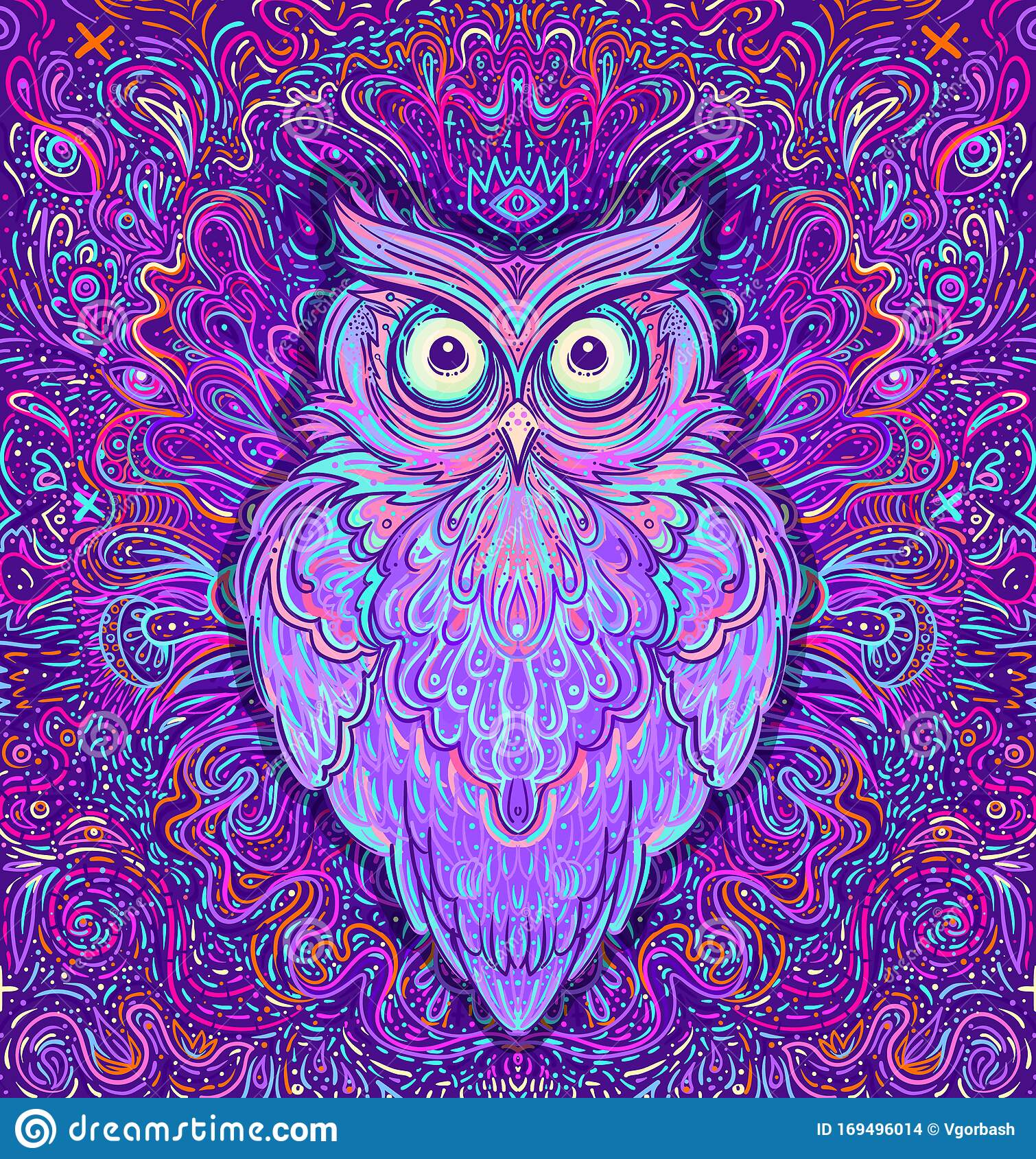 Psychedelic owl stock illustrations â psychedelic owl stock illustrations vectors clipart