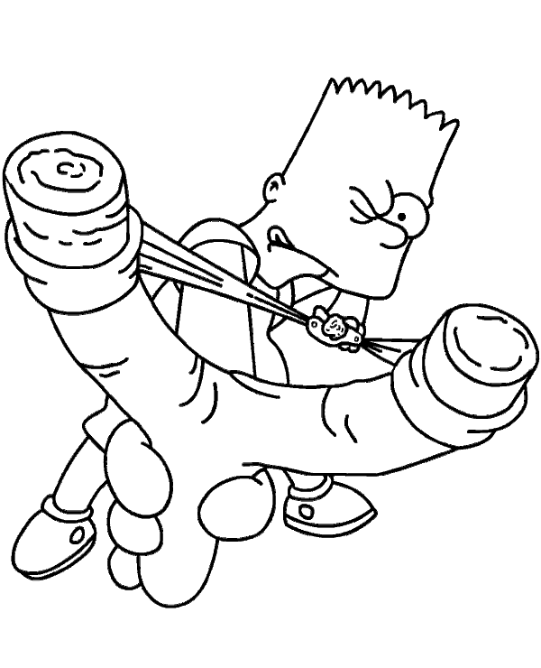 Bart simpson coloring sheet slingshot printable picture