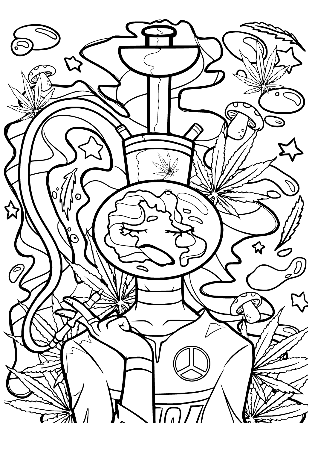 Free printable trippy flasks coloring page for adults and kids