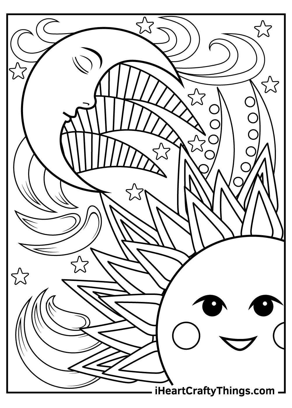 Sun and moon coloring pages free printables