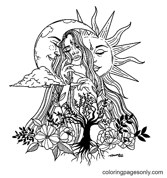 Aesthetic drawing coloring pages printable for free download