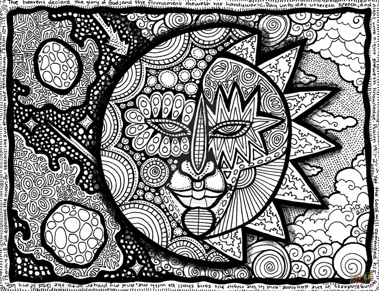 Night and day zentangle coloring page free printable coloring pages