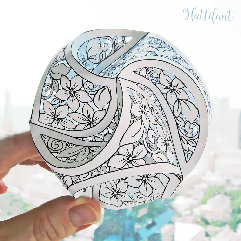 Triskele paper globe papercut no