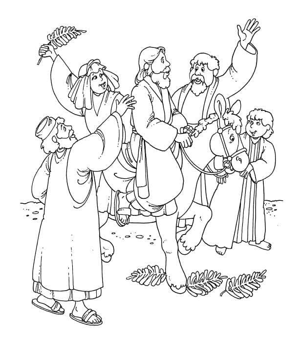 Jesus triumphal entry into jerusalem coloring page