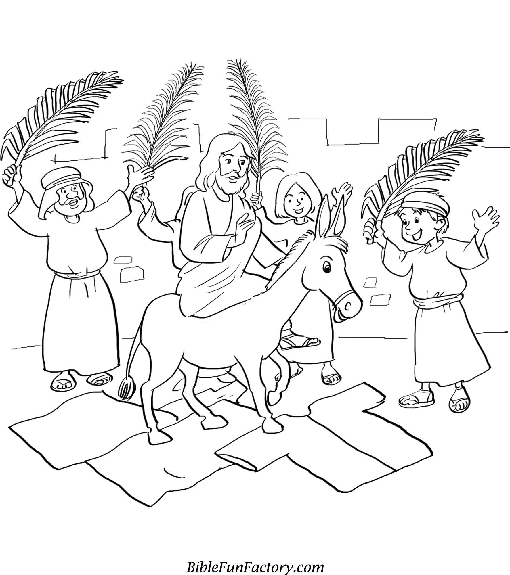 Jesus triumphal entry coloring page