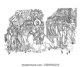 Jesus triumphal entry into jerusalem photos and images