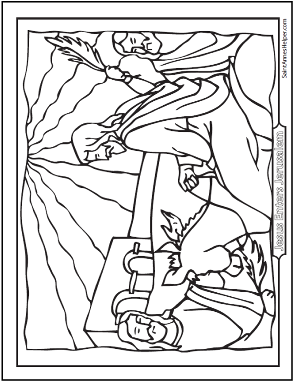 Palm sunday coloring pages âïâï jesus enters jerusalem on a donkey