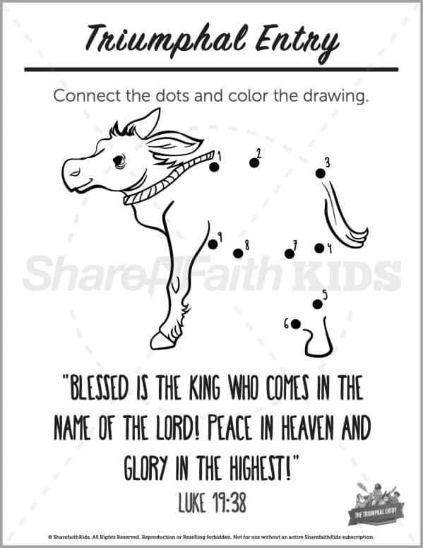 Luke triumphal entry preschool dot to dot â