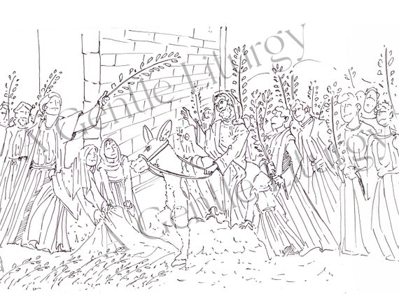 Group license palm sunday coloring page triumphal entry easter holy week