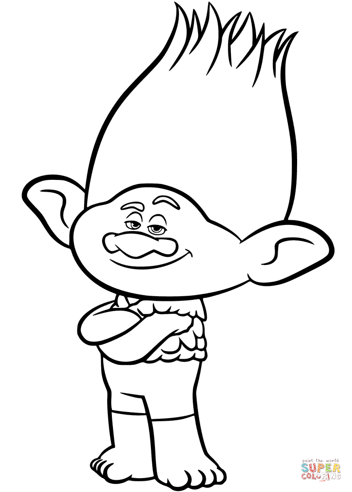 Branch from trolls coloring page free printable coloring pages