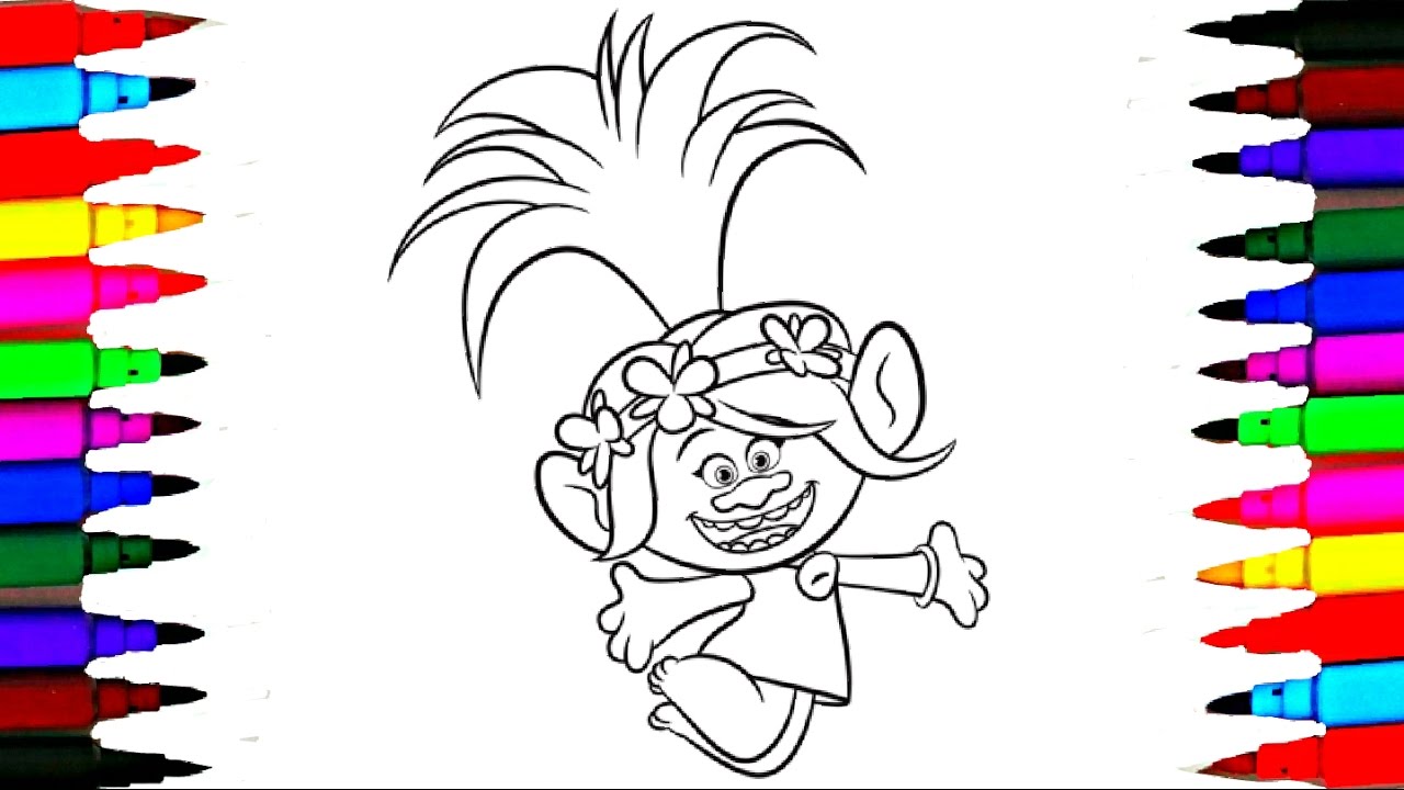 Coloring pages dreaworks trolls l poppy drawing pages to color for kids l learn rainbow colors