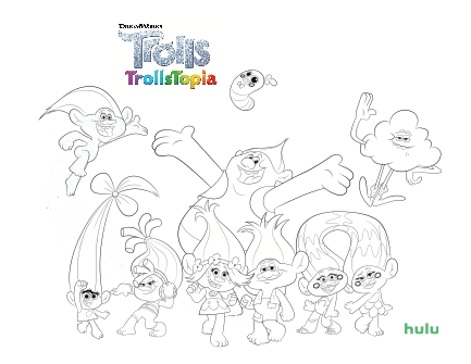 Printables for kids free trolls coloring page