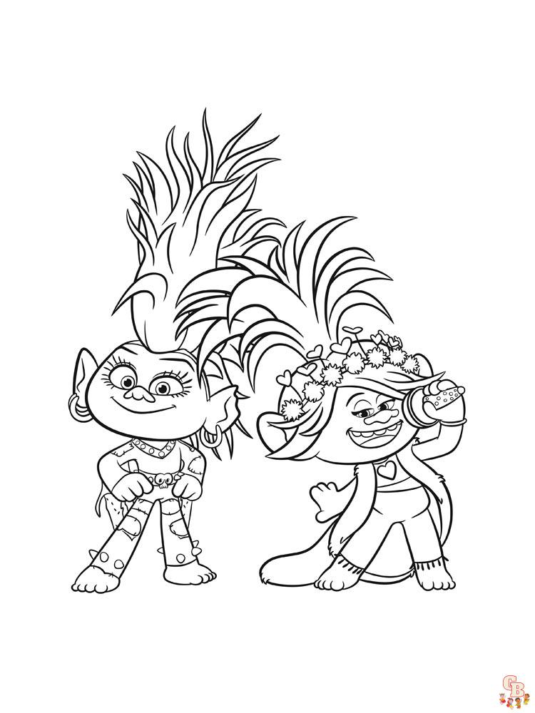 Trolls coloring pages free and printable sheets for kids