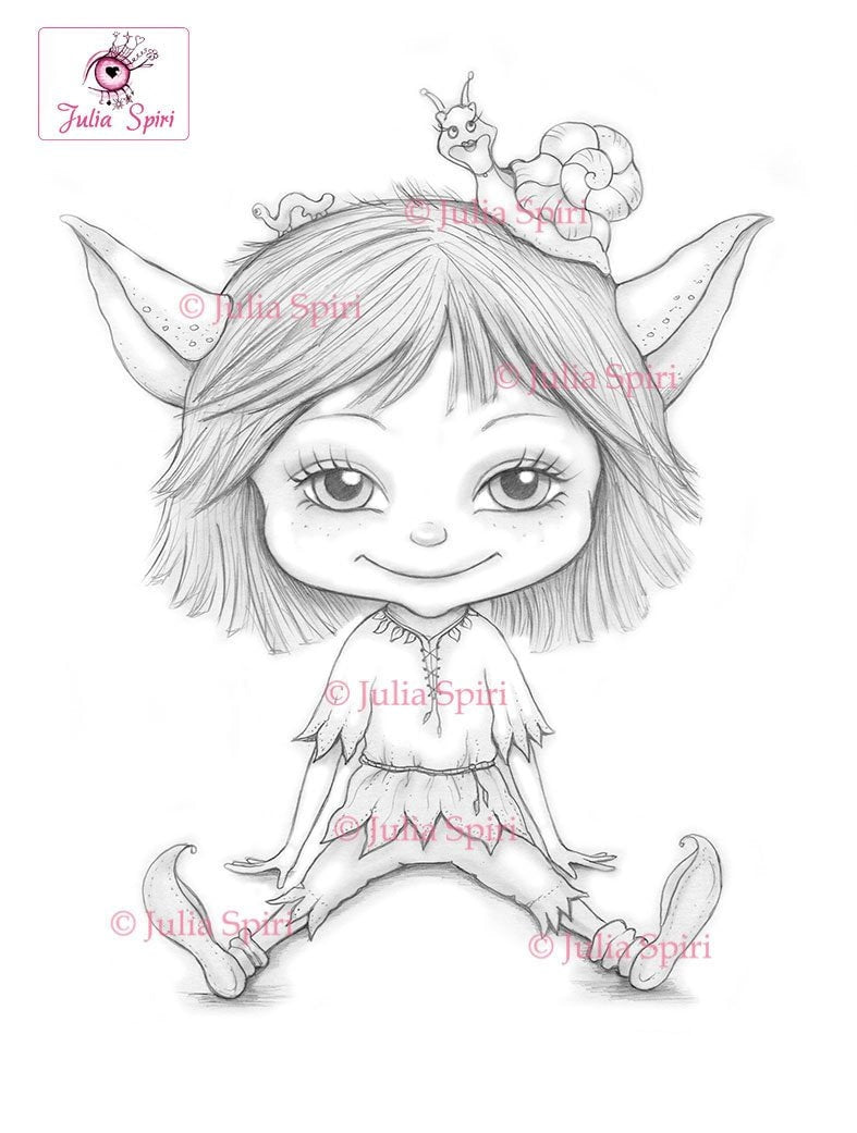 Coloring page whimsy elf boy troll dwarf elfis â the art of julia spiri