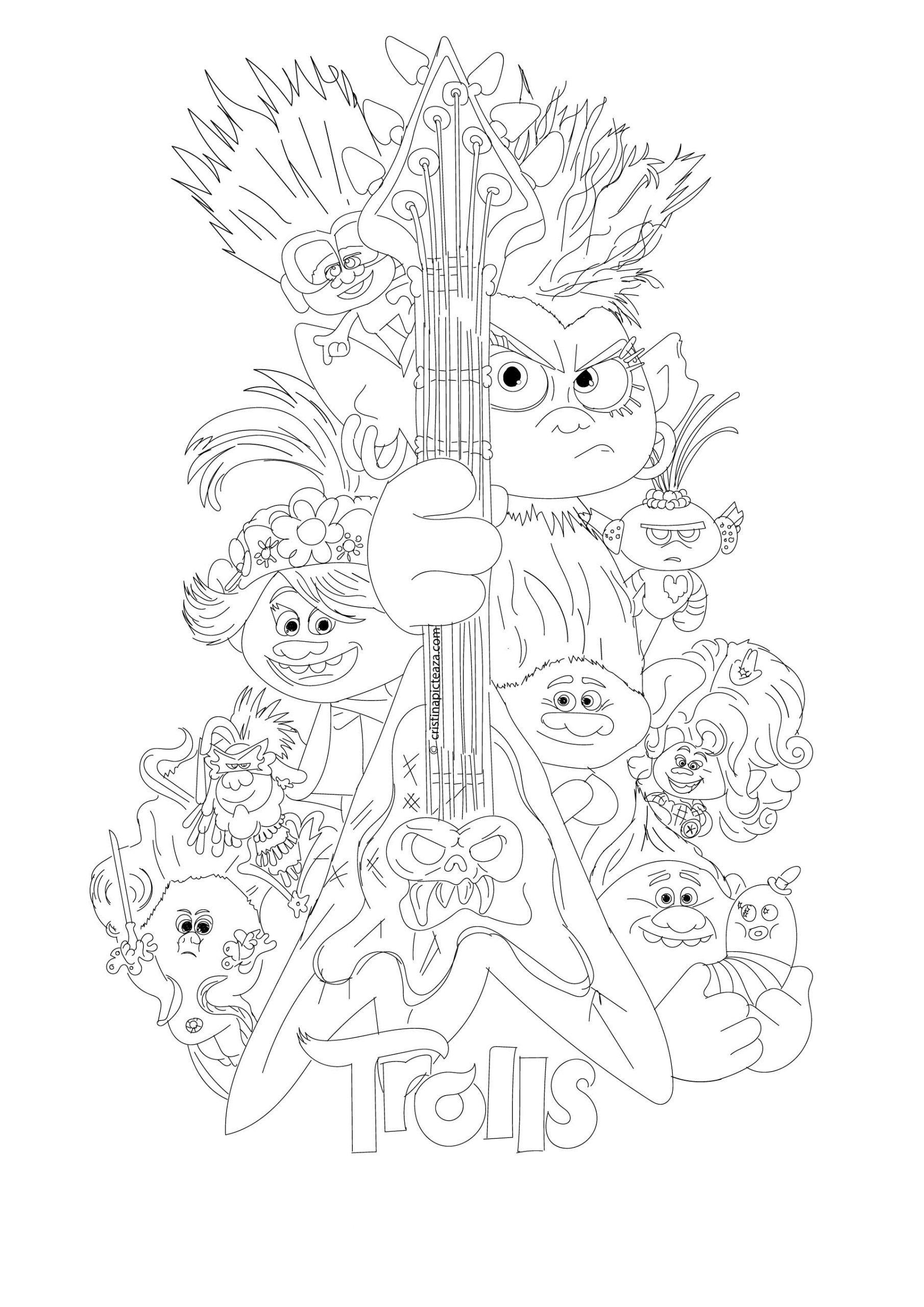 Trolls coloring pages world tour â cristina is painting