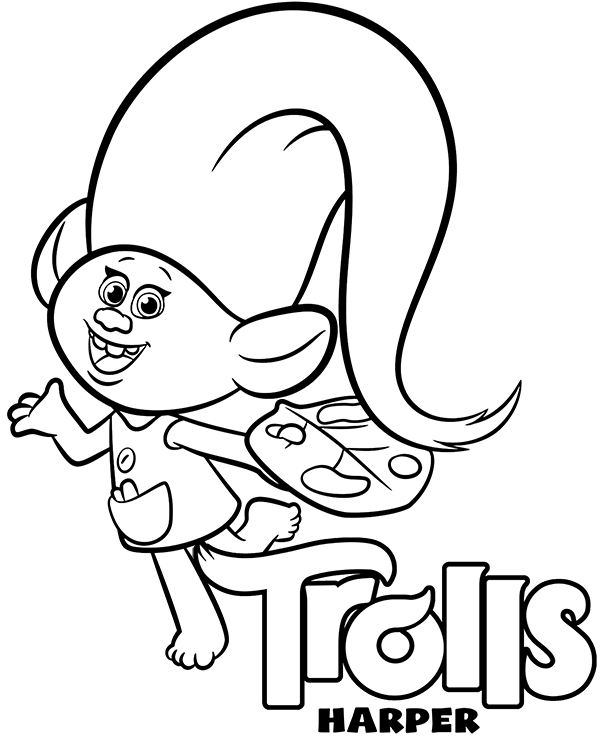 Harper trolls coloring page picture