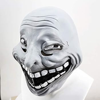 Troll face meme mask cartoon full head latex mask comic smile halloween christmas carnival costume party movie fancy dress fashion